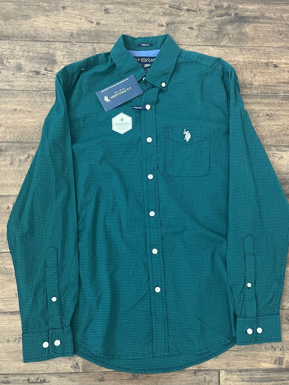 Men’s U.S. POLO. ASSN. Green Strech NWT Button Up
